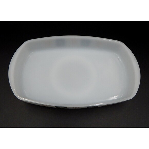 Federal Glass Baking Dish 11 Inch Atomic Starburst Milk Glass Gold Black - Picture 5 of 9